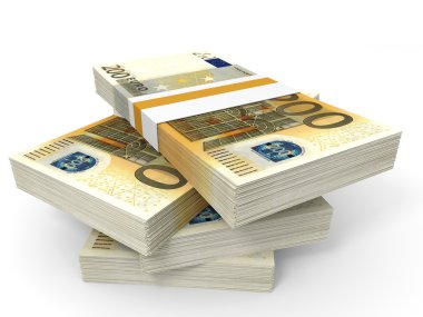 Avro banknotları yığını.