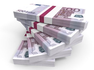 Avro banknotları yığını.