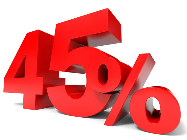 Red forty five percent off. Discount 45 percent. — Stock Photo, Image