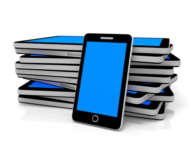 tablet pc ve mavi perde ile akıllı telefon.