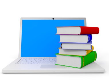 yığın kitap ve dizüstü.