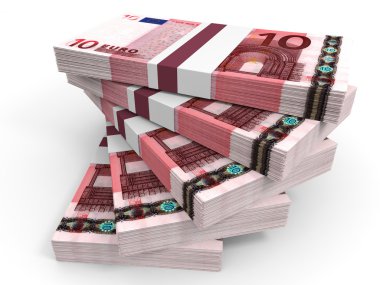 Avro banknotları yığını.