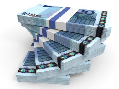 Avro banknotları yığını.