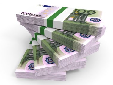 Avro banknotları yığını.