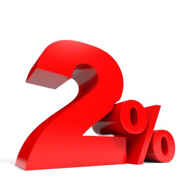 Kırmızı iki yüzde. yüzde 2 oranında indirim.
