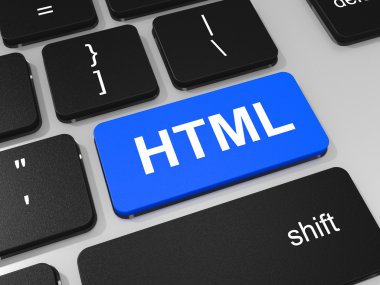 HTML anahtar üstünde dizüstü bilgisayarın klavye.