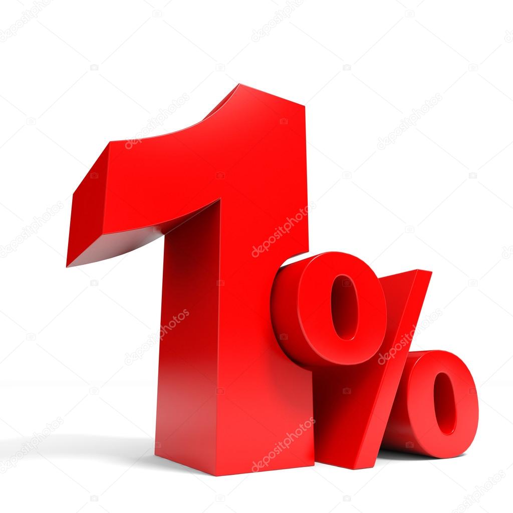 Rojo uno por ciento menos. Descuento 1 por ciento . — Foto de stock  #43985005 © iCreative3D, image size:1024x1024