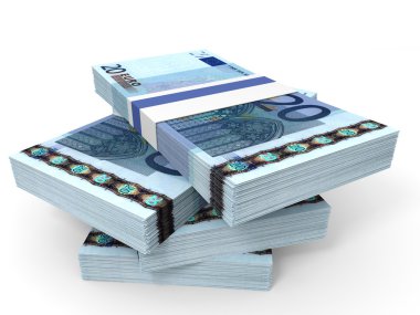 Avro banknotları yığını.