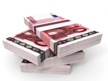 Avro banknotları yığını.