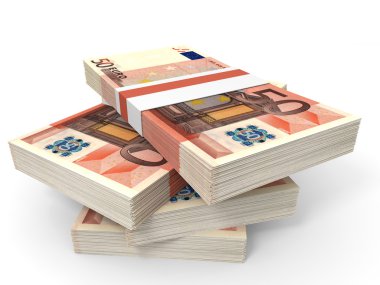 Avro banknotları yığını.