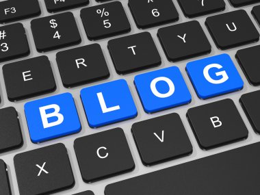 Dizüstü bilgisayarın klavye tuşlarında blog.