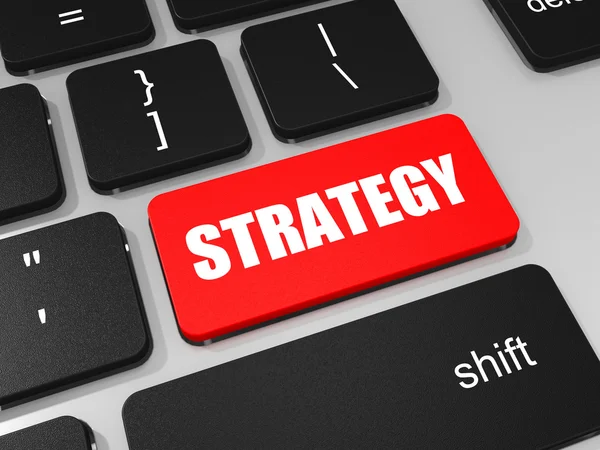 Strategie-toets op het toetsenbord van de laptopcomputer. — Stockfoto