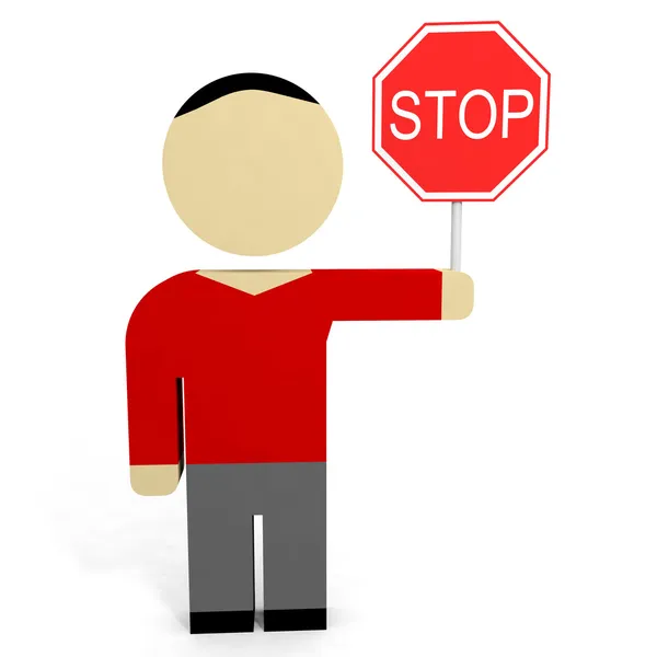 3D man hold stop signe . — Photo