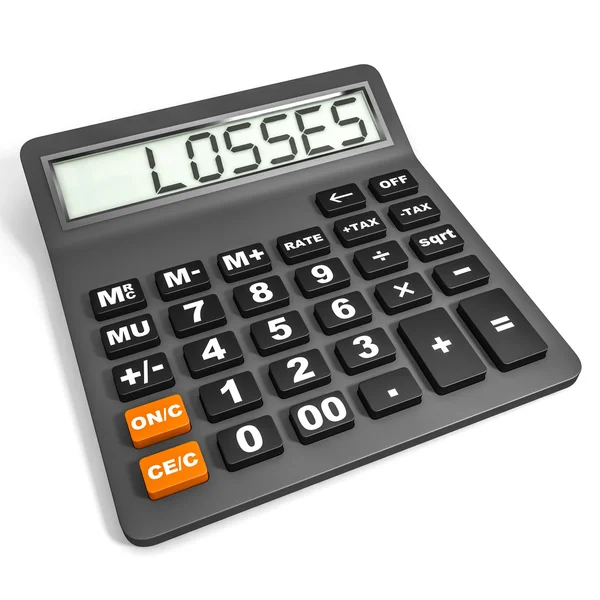 Calculator met verliezen op display. — Stockfoto