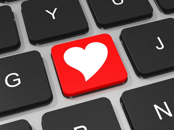 Tasto di cuore su tastiera di computer portatile . — Foto Stock