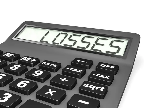Kalkulačka s ztráty na displeji. — Stock fotografie