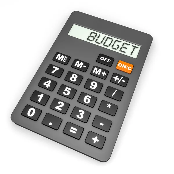 Kalkulačka s rozpočtem na displeji. — Stock fotografie