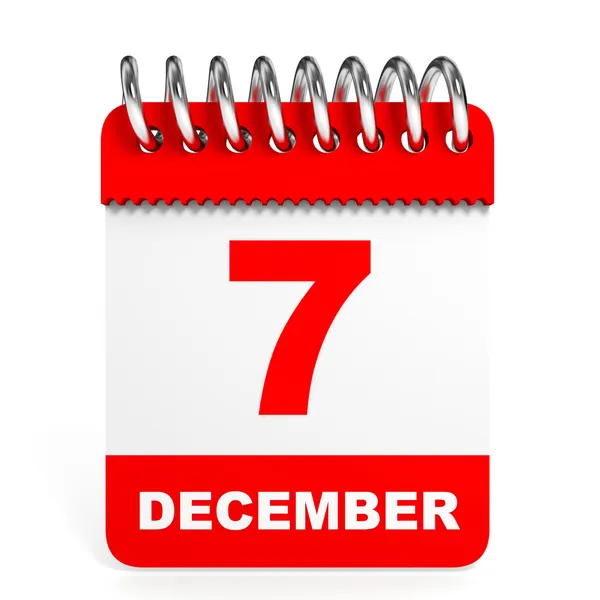 Calendar on white background. 7 December. — Stock Photo, Image
