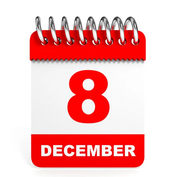 Kalender auf weißem Hintergrund. 8 Dezember. — Φωτογραφία Αρχείου