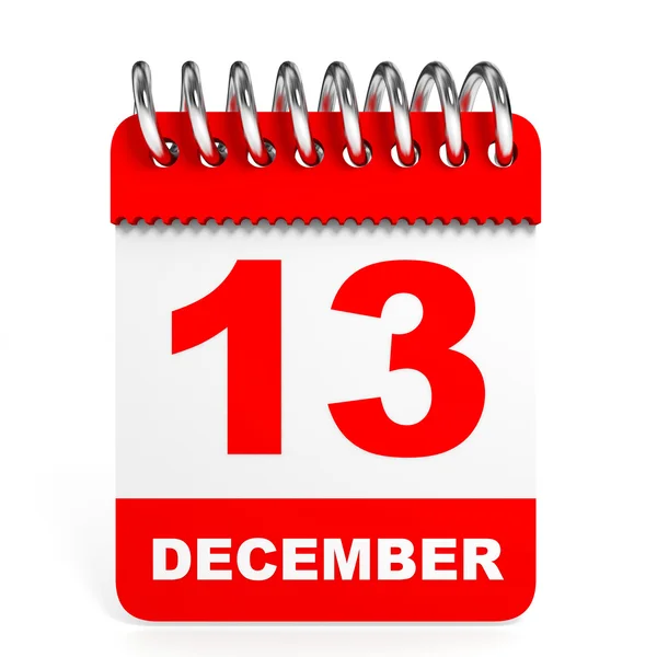 Kalendarz na białym tle. 13 grudnia. — Zdjęcie stockowe