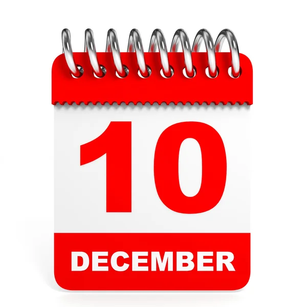Календарь на белом фоне 10 декабря . — стоковое фото