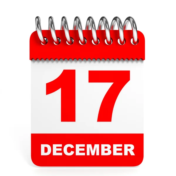Ημερολόγιο σε άσπρο φόντο. 17 Δεκεμβρίου. — Φωτογραφία Αρχείου