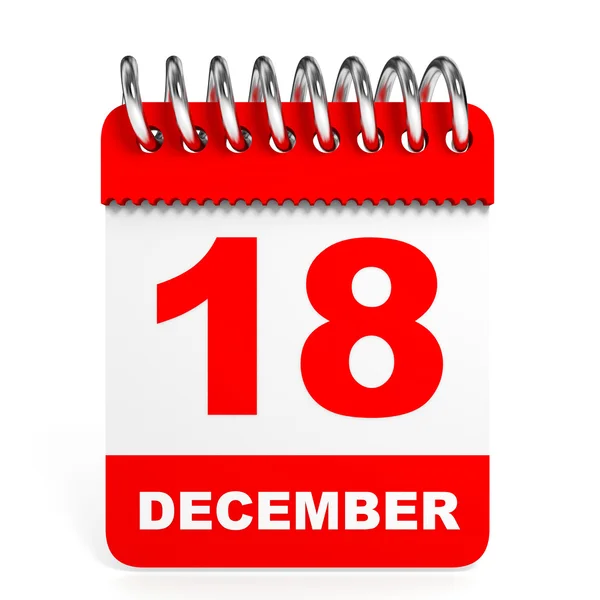 Calendario sobre fondo blanco. 18 de diciembre . — Foto de Stock