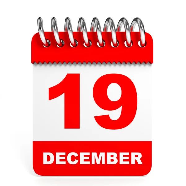 Calendario su sfondo bianco. 19 dicembre . — Foto Stock