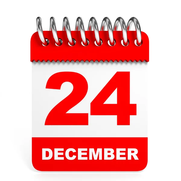 Kalendarz na białym tle. 24 grudnia. — Zdjęcie stockowe