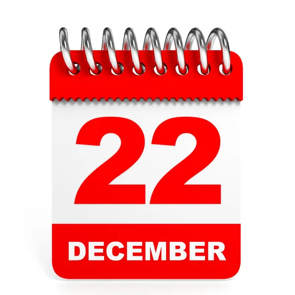 Calendar on white background. 22 December. — Stock Photo, Image