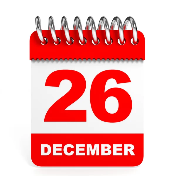Calendario sobre fondo blanco. 26 de diciembre . —  Fotos de Stock