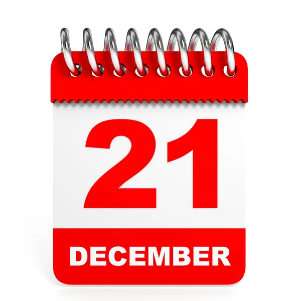 Kalendarz na białym tle. 21 grudnia. — Zdjęcie stockowe