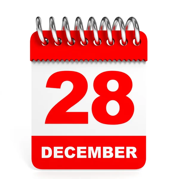 Calendario sobre fondo blanco. 28 de diciembre . —  Fotos de Stock