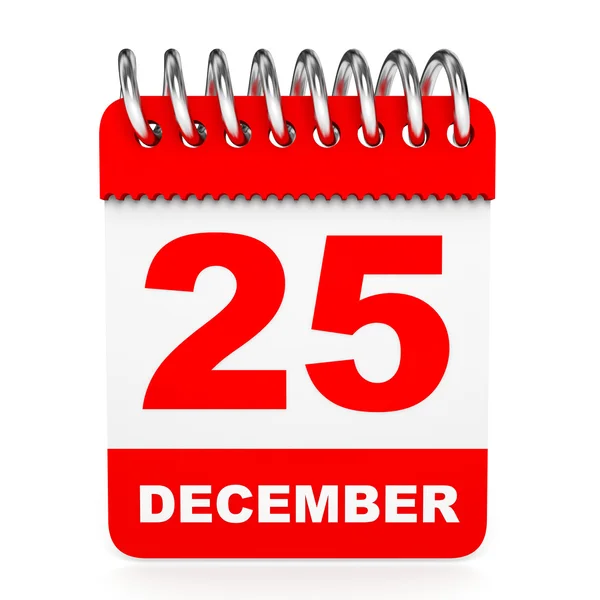 Calendario sobre fondo blanco. 25 de diciembre . —  Fotos de Stock