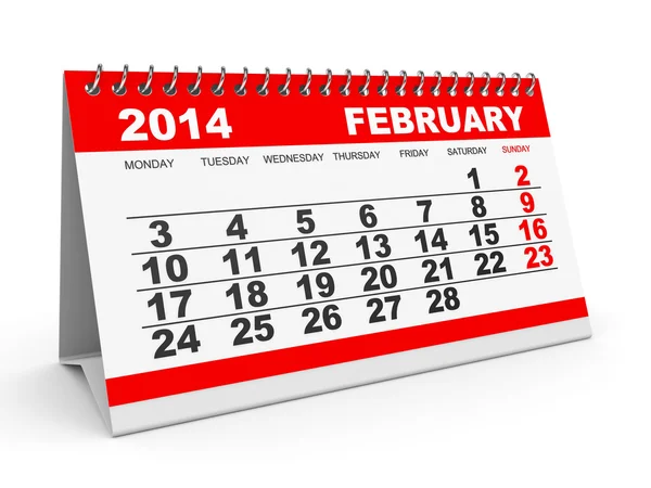 Calendário Fevereiro 2014 . — Fotografia de Stock