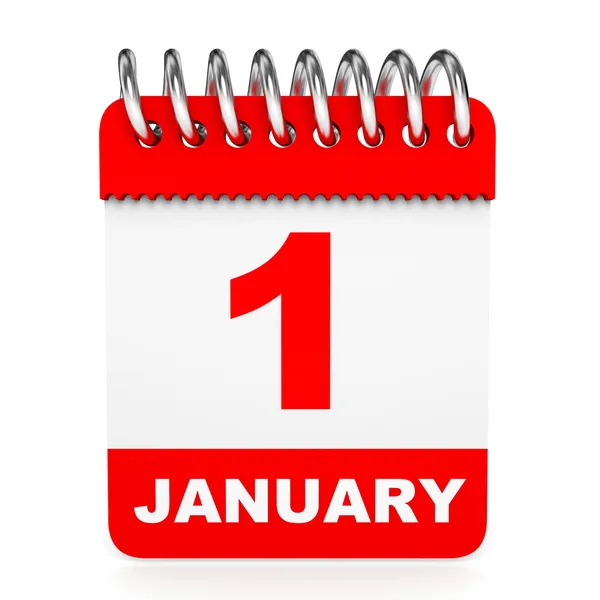 Kalender på vit bakgrund. 1 januari. — Stockfoto