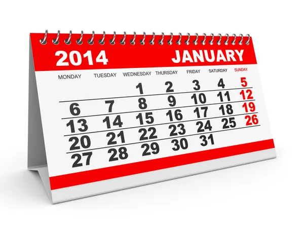 Calendario gennaio 2014 . — Foto Stock