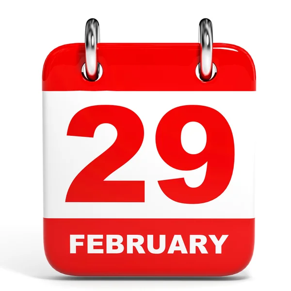 Calendario su sfondo bianco 29 febbraio . — Foto Stock
