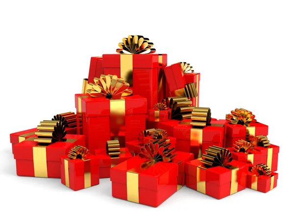 Caixas de presente de Natal com arco . — Fotografia de Stock