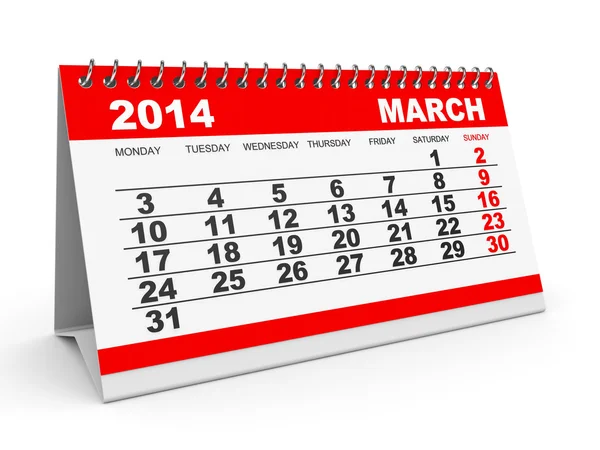 Calendar March 2014. — Stock Photo, Image