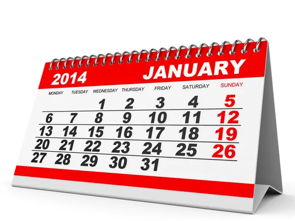 Kalender januari 2014. — Stockfoto