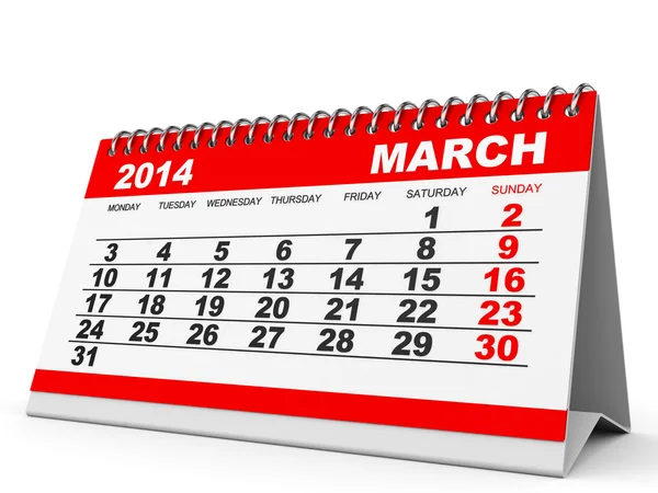 Calendar March 2014. — Stock Photo, Image