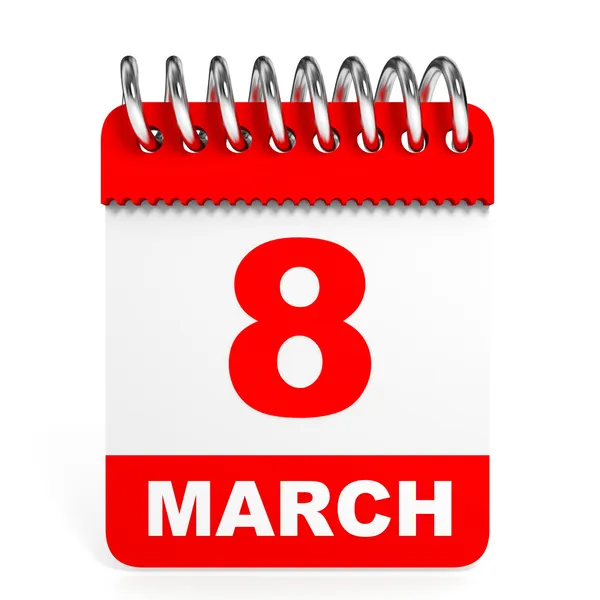 Calendar on white background. 8 March. — Stock Photo, Image