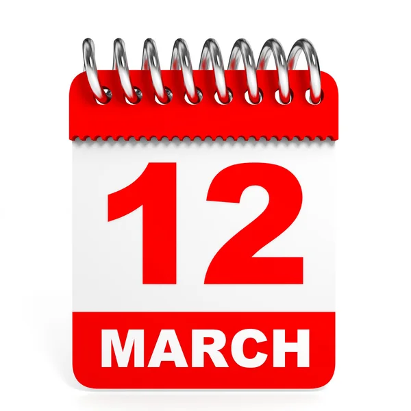 Calendar on white background. 12 March. — Stock Photo, Image