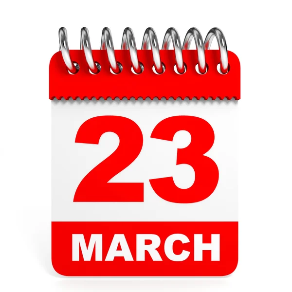 Calendar on white background. 23 March. — Stock Photo, Image