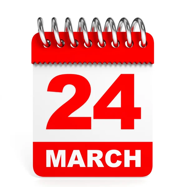 Calendar on white background. 24 March. — Stock Photo, Image