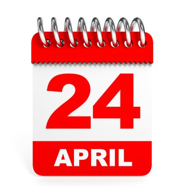 Takvim beyaz zemin üzerinde. 24 Nisan.