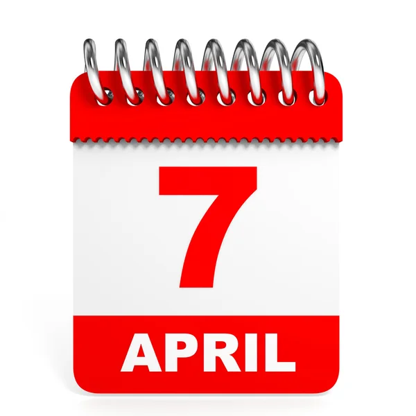 Calendar on white background. 7 April. — Stock Photo, Image