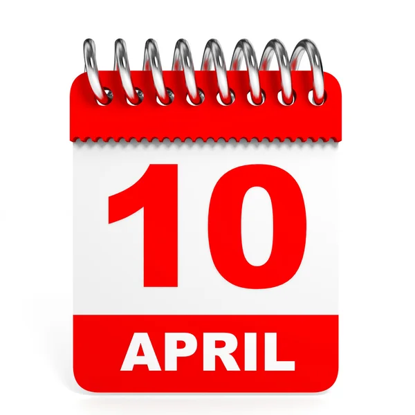 Calendar on white background. 10 April. — Stock Photo, Image