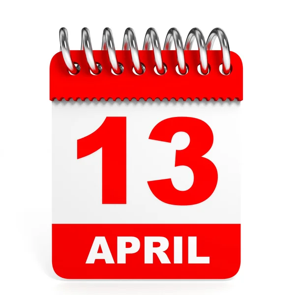 Calendar on white background. 13 April. — Stock Photo, Image